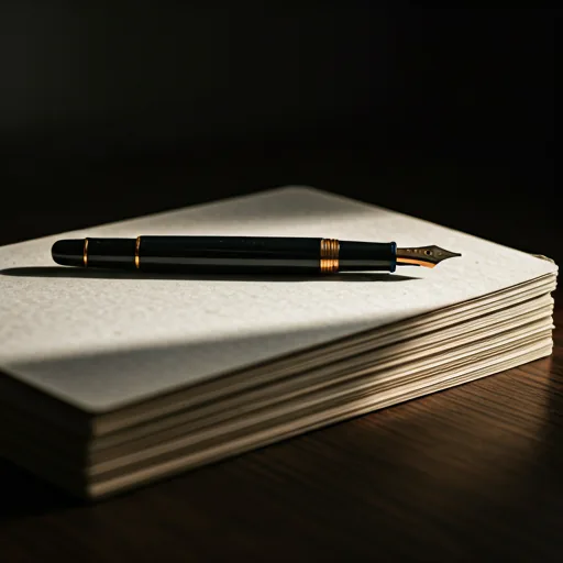 Stylo posé sur des documents préparatoires